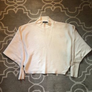 Zara off-white  knit mock neck short sweater